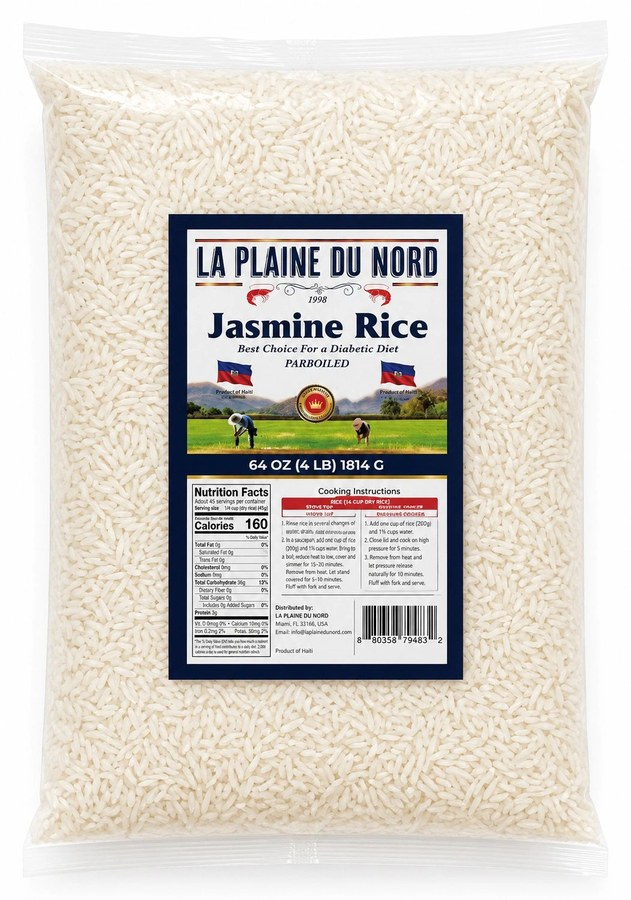 La Plaine du Nord Parboiled Jasmine Rice 4 LB Per Case
